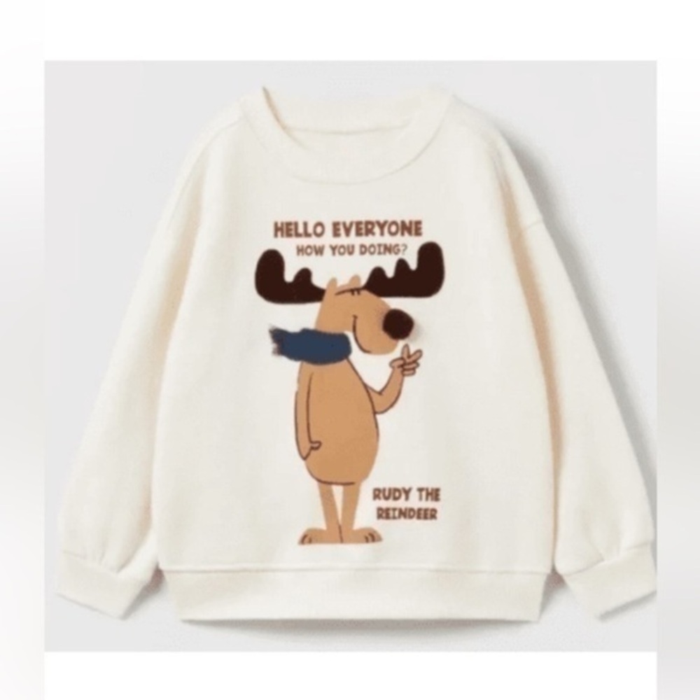 Zara Girls Neutral Christmas Sweatshirt